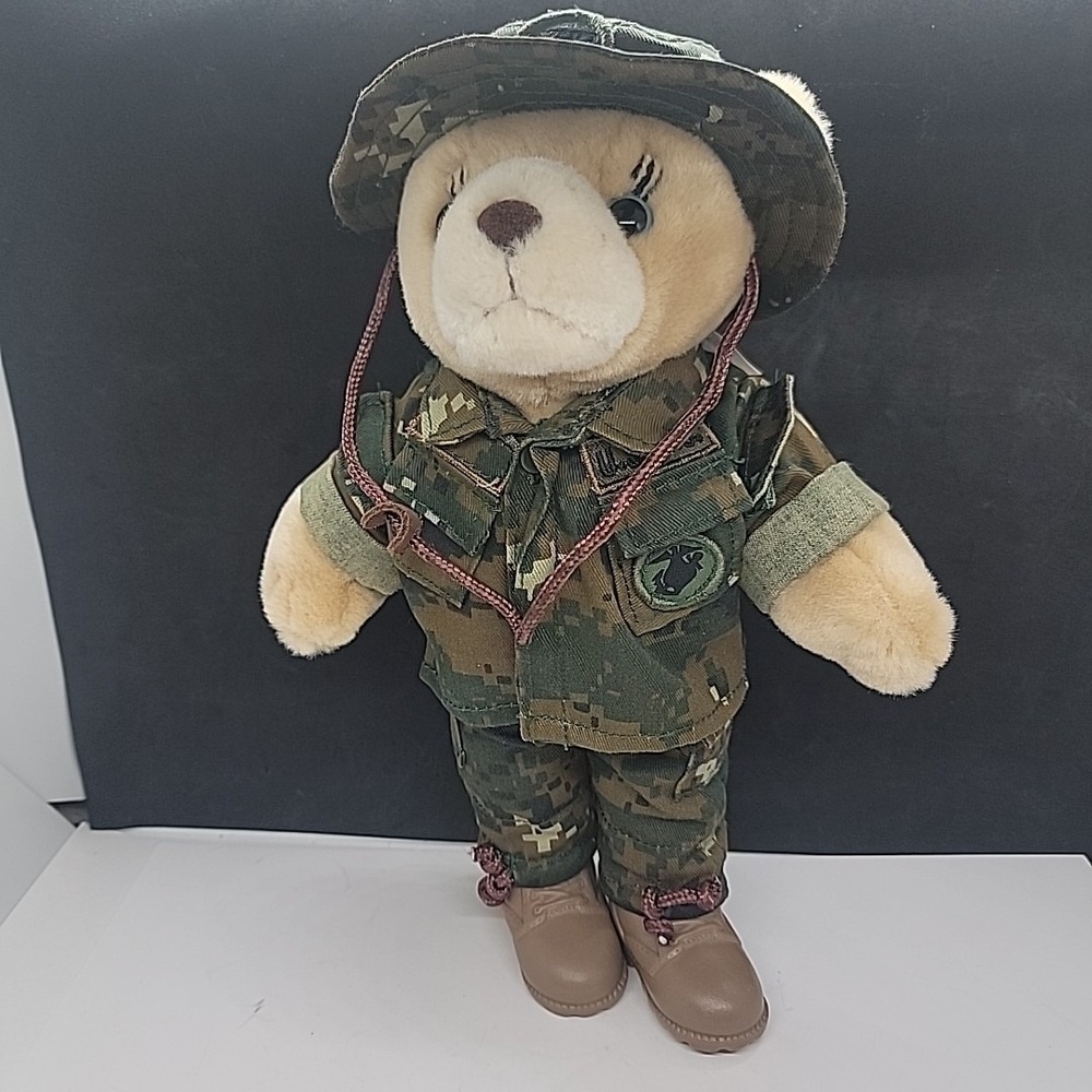 Vintage 1989 Ira Green Bear Forces Of America U.S. Marines Teddy Bear 11" Plush